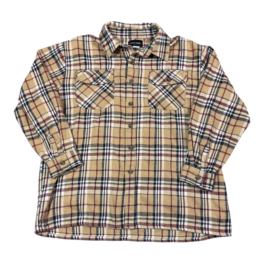 Vintage Stone Creek Multicolor Casual Flannel Plaid Button Down Shirt Men's 2XL